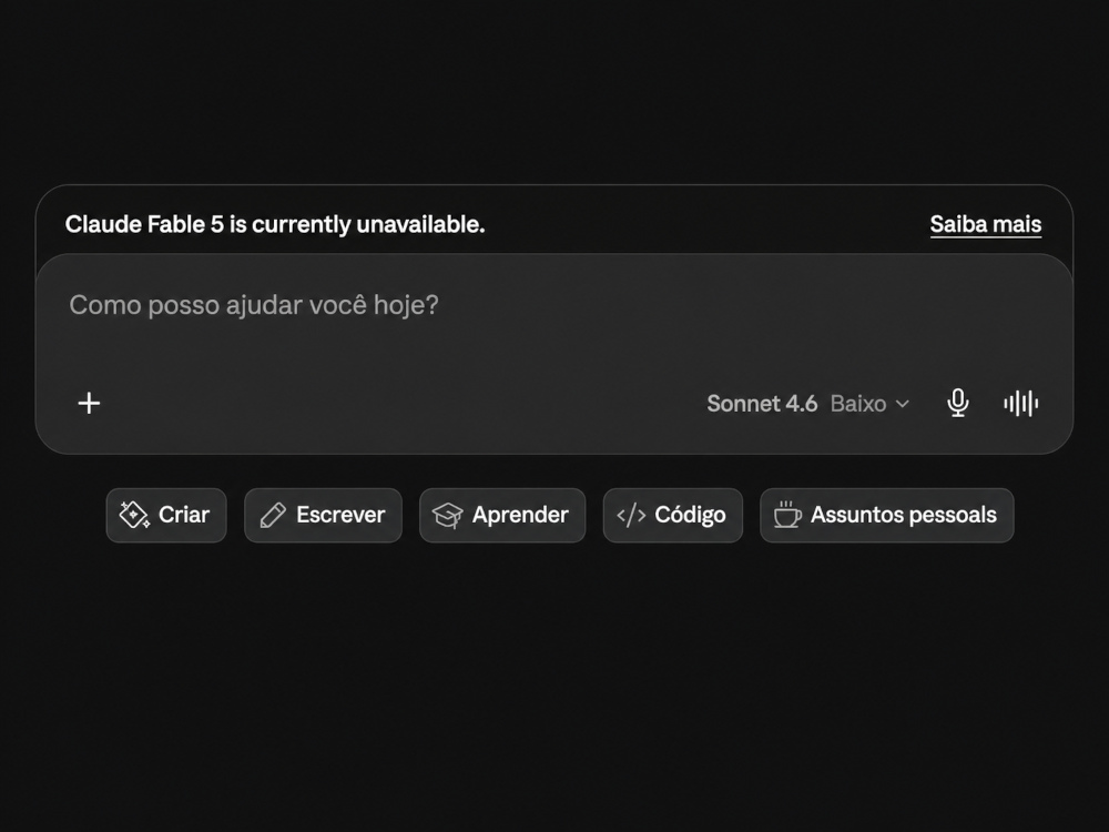 Sobre «Claude Fable 5» não disponível